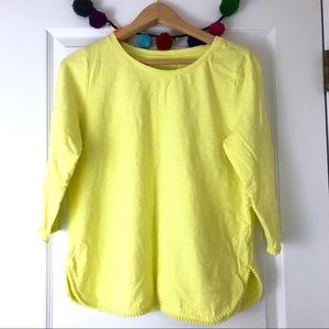 Talbots Soft Neon Yellow Pom Pom Tee Shirt